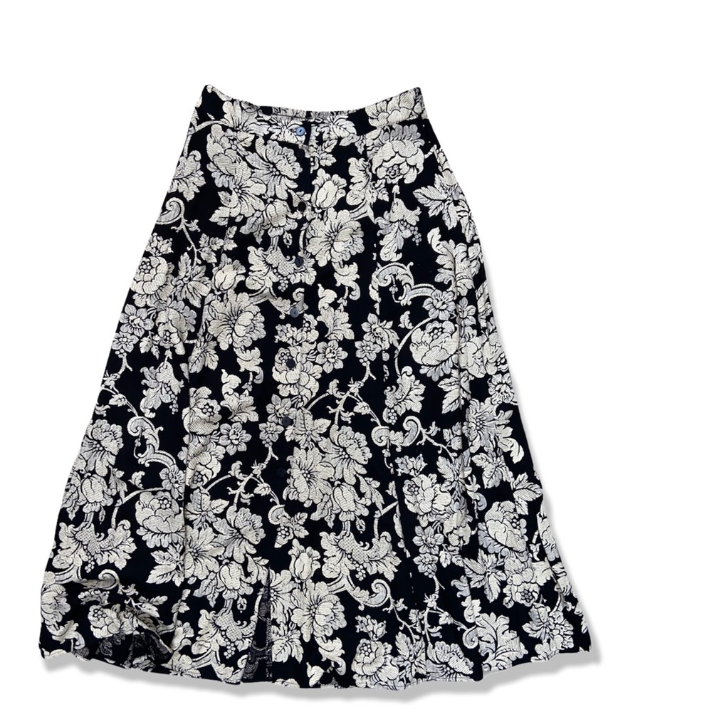 90s Vintage Flowing Button Up Skirt